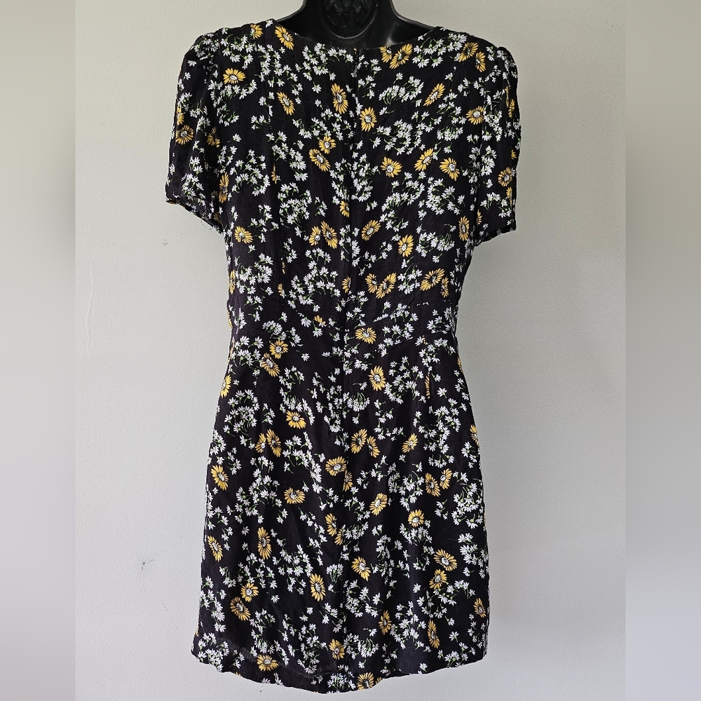 Free People Jinx Black Floral Print Tie-Front Romper Size 10 - Picture 7 of 11